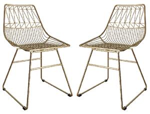 Auckland Gold Metal Bistro Dining Chairs In Pair