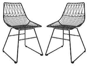 Auckland Black Metal Bistro Dining Chairs In Pair