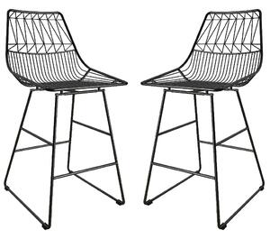 Auckland Black Metal Bar Chairs In Pair