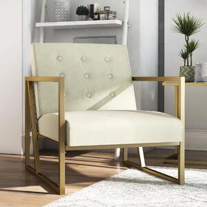 Ladson Velvet Bedroom Chair With Gold Metal Frame In Ivory