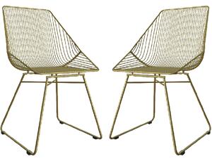 Eastlake Gold Metal Bistro Dining Chairs In Pair