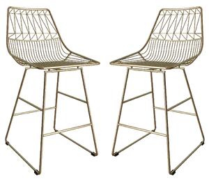 Auckland Gold Metal Bar Chairs In Pair