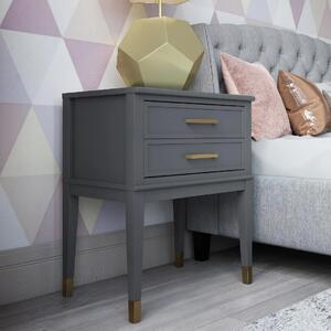 Wantagh Wooden End Table With 2 Drawers In Grey