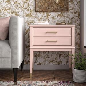 Wantagh Wooden End Table With 2 Drawers In Pink