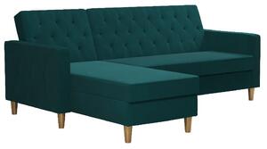 Lahaina Velvet Sofa Bed With Oak Legs In Green