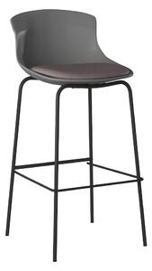 Hinton Plastic Bar Stool With Fabric Seat In Grey