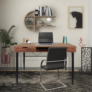 Kapolei Wooden Laptop Desk With 2 Drawers In Walnut