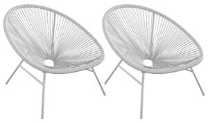 Tampere Light Grey Woven Resin Outdoor Lounge Chair In Pair