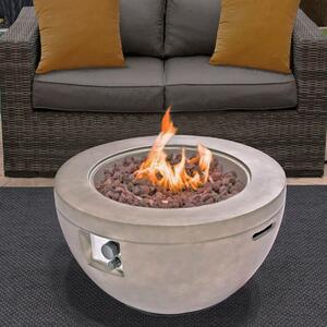 Tampere Faux Stone Burning Fire Pit With Grilling In Light Grey