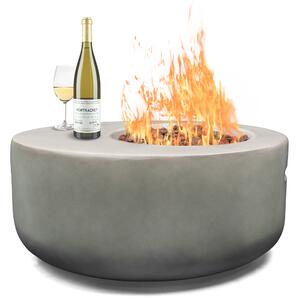 Ennis Faux Stone Burning Fire Pit With Grilling In Light Grey