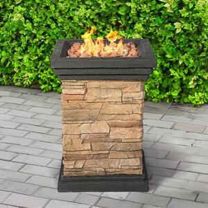 Manassas Wooden Burning Fire Pit With Grilling In Sand And Grey