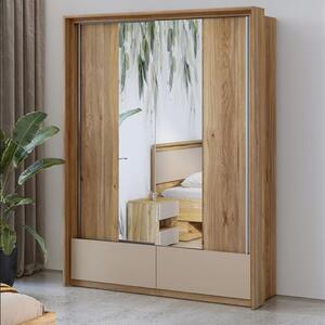 Irving Mirrored Wardrobe With 2 Sliding Doors In Mauvella Oak