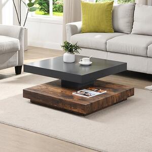 Hugo Rotating Wooden Coffee Table In Grey And Rustic Oak