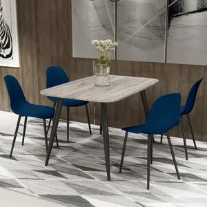 Arta Grey Wooden Dining Table 4 Duo Plastic Blue Chairs