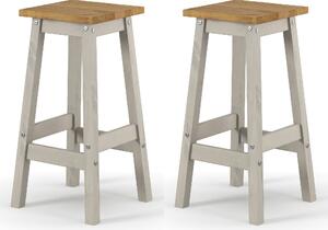 Consett Grey And Oak Wooden Bar Stools In Pair