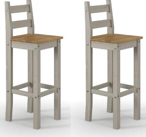 Consett Grey And Oak Wooden Bar Chairs In Pair