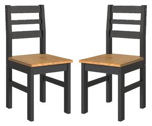 Consett Black And Oak Wooden Dining Chairs In Pair