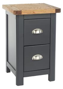 Delavan Wooden Tall Bedside Cabinet With 2 Drawers In Oak Black