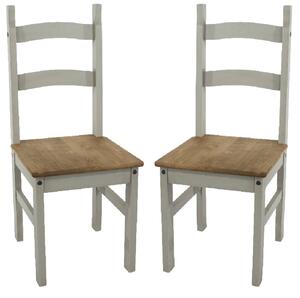 Consett Grey And Oak Wooden Dining Chairs In Pair