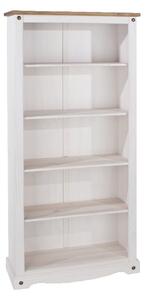 Consett Wooden Wide Bookcase With 5 Shelves In White And Oak