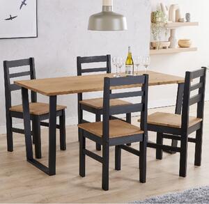 Tilston Wooden Large Dining Table With 4 Chairs In Oak