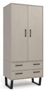 Tilston Wooden Wardrobe With 2 Doors 2 Drawers In White And Black