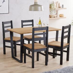 Tilston Wooden Small Dining Table With 4 Chairs In Oak And Black