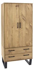 Tilston Wooden Wardrobe With 2 Doors 2 Drawers In Oak And Black