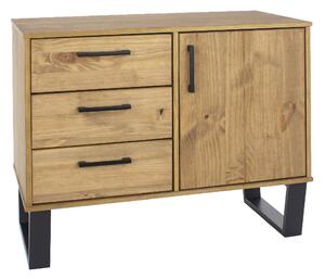 Tilston Wooden Sideboard With 1 Door 3 Drawers In Oak And Black