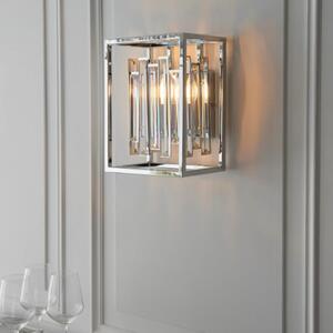 Anaheim Clear Crystal Glass Square Wall Light In Chrome