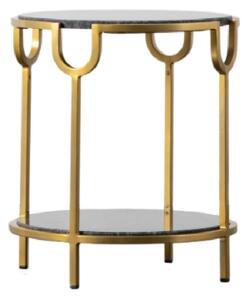 Waldorf Metal Round Side Table In Black And Gold