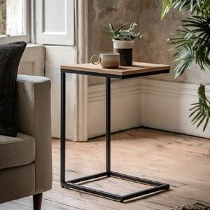 Halifax Wooden Side Table With Metal Frame In Natural