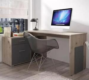 Caldwell Wooden Corner Laptop Desk With 2 Shelves In Wellington Oak