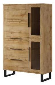 Hamburg Wooden Display Cabinet With 3 Doors In Wotan Oak