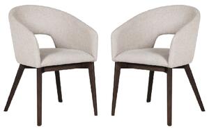 Adria Natural Fabric Dining Chair With Oak Legs In Pair