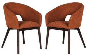 Adria Rust Fabric Dining Chair With Oak Legs In Pair