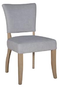 Dothan Velvet Dining Chair With Oak Legs In Light Grey