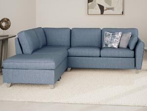 Castro Fabric Left Hand Corner Sofa With Oak Legs In Blue