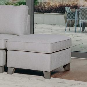 Castro Fabric Foot Stool With Oak Legs In Light Grey