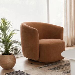 Batavia Velvet Swivel Bedroom Chair In Umber