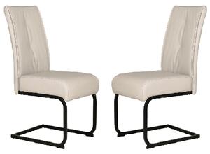 Decatur Natural Leather Dining Chairs With Black Legs In Pair