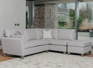 Castro Fabric Right Hand Corner Sofa With Oak Legs In Light Grey