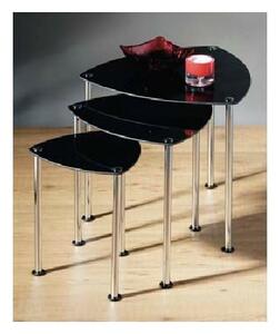 Breta Glass Nest Of 3 Tables In Black