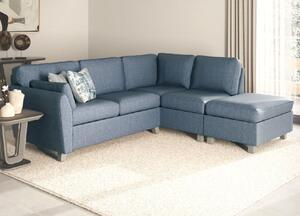 Castro Fabric Right Hand Corner Sofa With Oak Legs In Blue