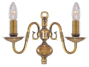 Flemish Antique Brass Wall Light With Metal Candle Covers