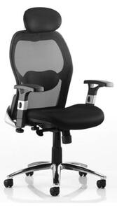 Sanderson Fabric Headrest Office Chair In Black With Arm