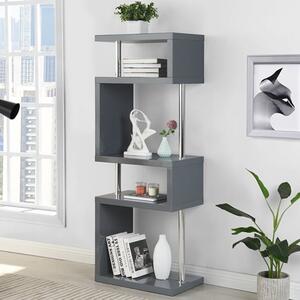 Miami High Gloss Slim Shelving Unit In Grey