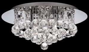 Hanna Chrome Flush Crystal Ball 4 Light Ceiling Light