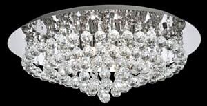 Hanna Chrome Flush Crystal Ball 8 Light Ceiling Light