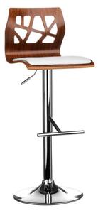 Surface Bar Stool In White And Walnut With Chrome Base